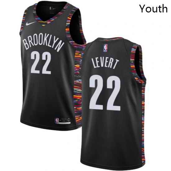 Youth Nike Brooklyn Nets 22 Caris LeVert Swingman Black NBA Jersey 2018 19 City Edition